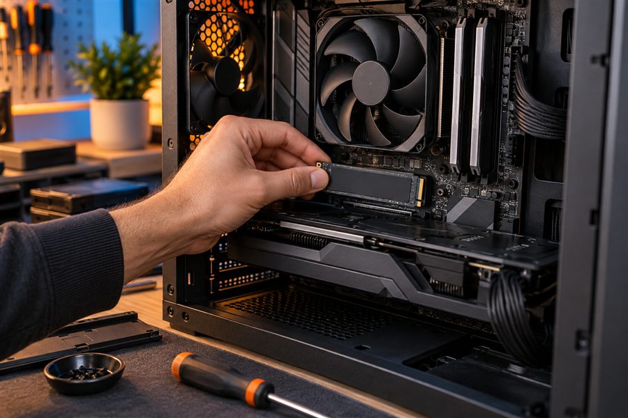 Instalação de armazenamento em um computador de mesa